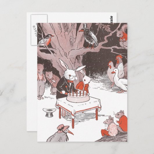 Bunny Cuts Birthday Cake Postkarte (Vorne/Hinten)