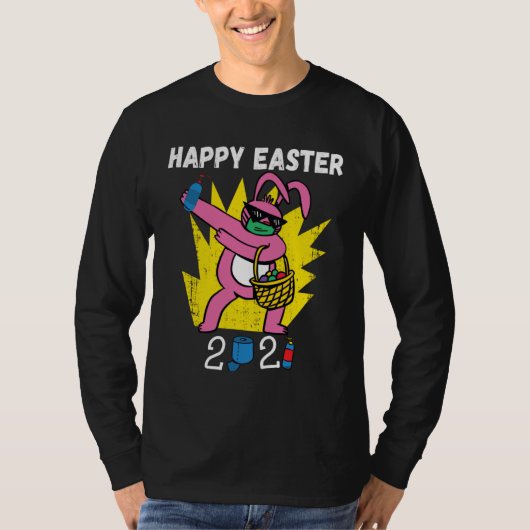 Bunny Dabbing Happy Easter 2021 Bunny Wearing Face T-Shirt (Vorderseite)