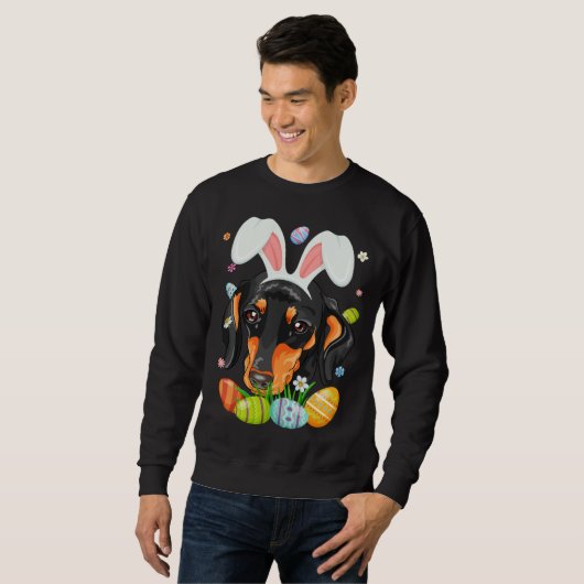 Bunny Dachshund Dog Head Easter Eggs Wiener Easter Sweatshirt (Vorne ganz)
