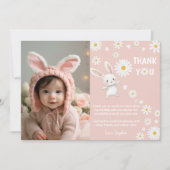 Bunny Daisy 1. Geburtstag Foto Dankeschön Karte (Vorderseite)