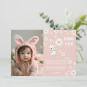 Bunny Daisy 1. Geburtstag Foto Dankeschön Karte (Stehend Vorderseite)
