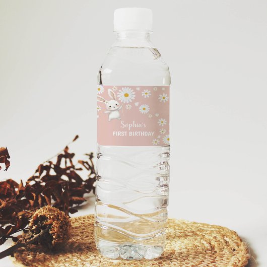 Bunny Daisy erstes Geburtstagswasser-Flaschenetike Wasserflaschenetikett