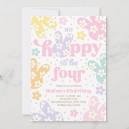 Bunny Daisy Floral Pastell 4. Geburtstag Einladung