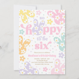 Bunny Daisy Floral Pastell 6. Geburtstag Einladung