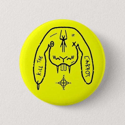 Bunny des Untergangs Lustiger seltsamer Hase Button (Vorderseite)