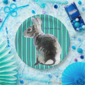 Bunny Design Paper Plate Blue Streifen Pappteller (Party)