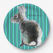Bunny Design Paper Plate Blue Streifen Pappteller (Vorderseite)