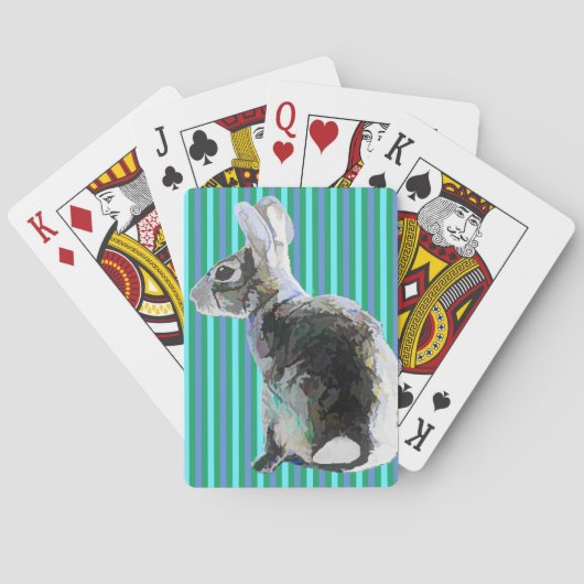 Bunny Design Playing Cards Gestreifter Hintergrund Spielkarten (Rückseite)