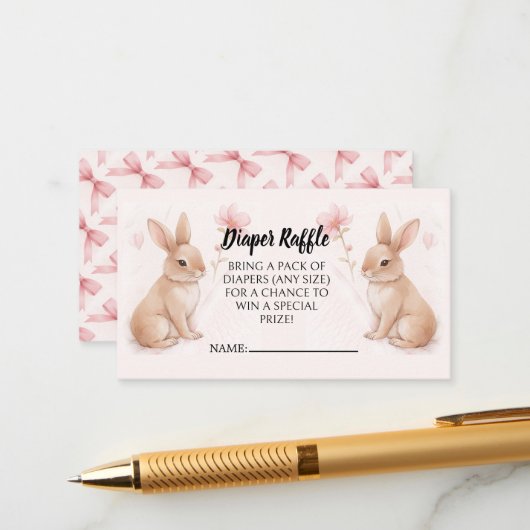 Bunny Diaper Raffle Card Begleitkarte (Vorderseite/Rückseite Beispiel)