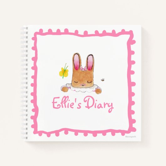 Bunny Diary 8.5" x 8.5" SpiralNotebook Notizblock (Vorderseite)