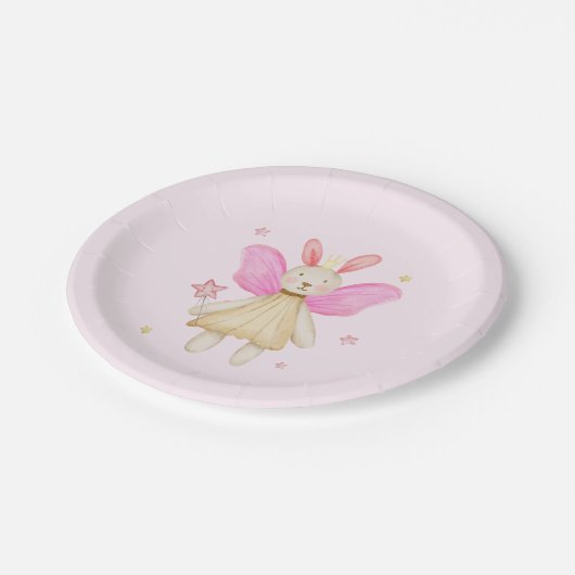 Bunny Doll Princess Fairy Wings Wassercolor Pappteller (Schrägansicht)