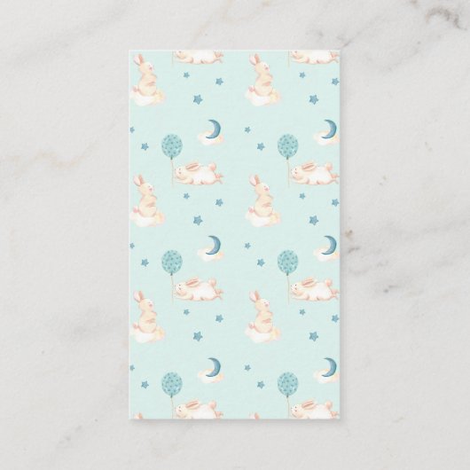 Bunny Dreams Blue Baby Dusche Begleitkarte (Rückseite)