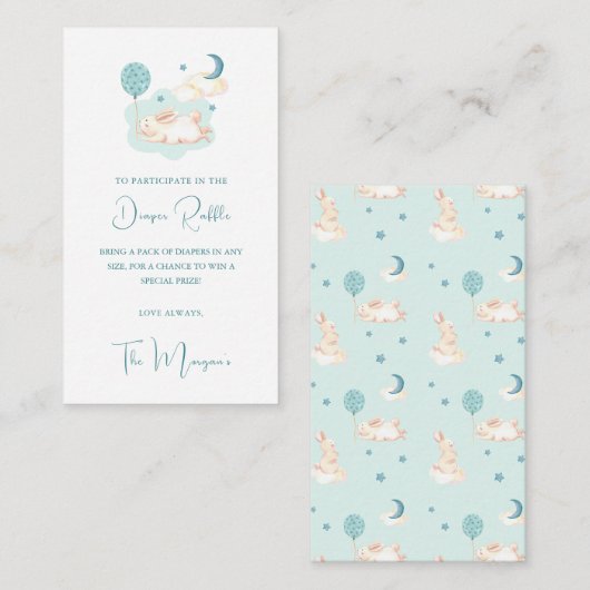 Bunny Dreams Blue Baby Dusche Begleitkarte (Vorne/Hinten)