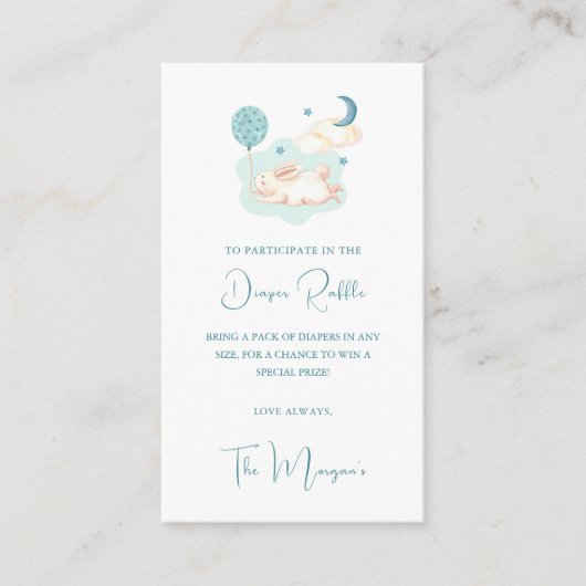 Bunny Dreams Blue Baby Dusche Begleitkarte (Vorderseite)