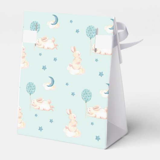Bunny Dreams Blue Baby Dusche Geschenkschachtel (Rückseite)