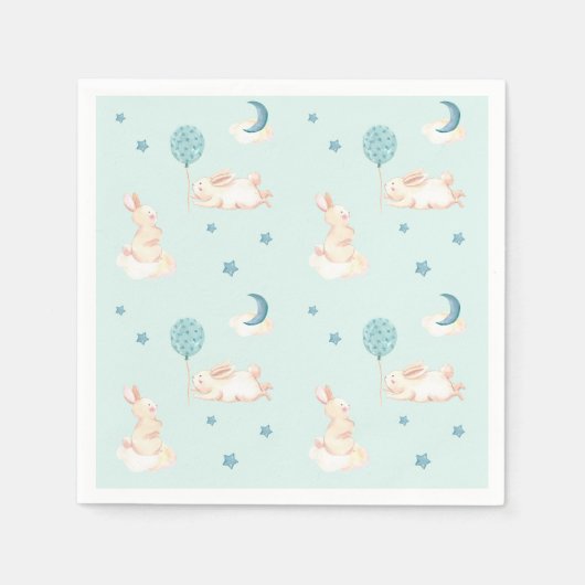 Bunny Dreams Blue Baby Dusche Serviette (Vorderseite)