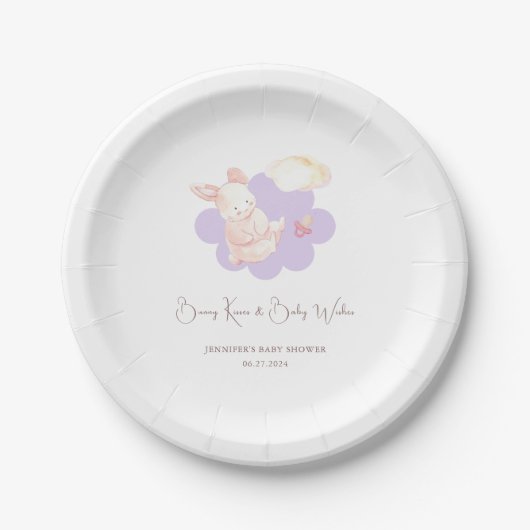 Bunny Dreams Lila Baby Dusche Pappteller (Vorderseite)