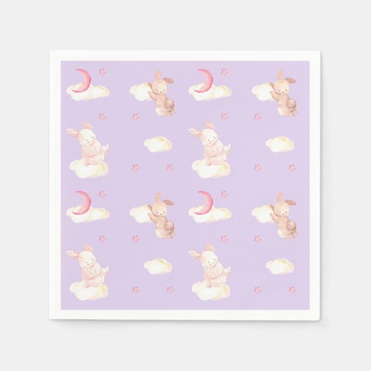 Bunny Dreams Lila Baby Dusche Serviette (Vorderseite)