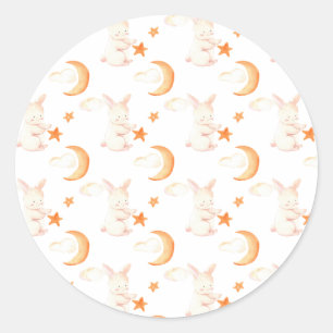 Bunny Dreams Neutral Baby Dusche Runder Aufkleber