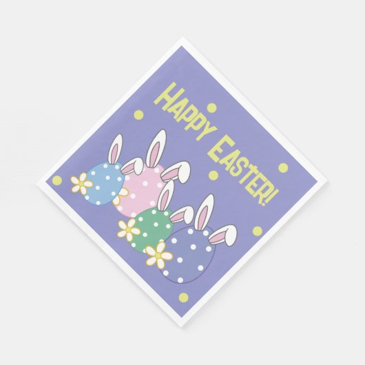 Bunny Ear Eggs Happy Oaster Napkins (lila) Serviette (Ecke)