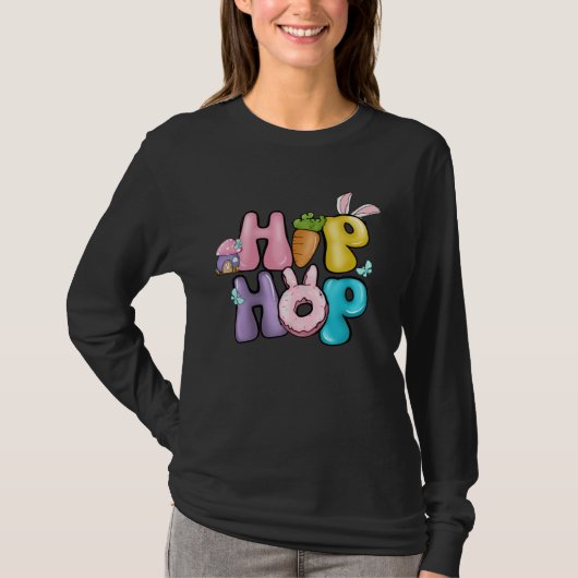 Bunny Ear Retro Groovy Hip Hop Easter Day T-Shirt (Vorderseite)