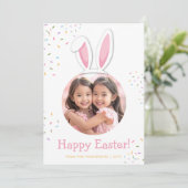 Bunny Ears And Colorful Sprinkles Easter Photo Karte (Stehend Vorderseite)