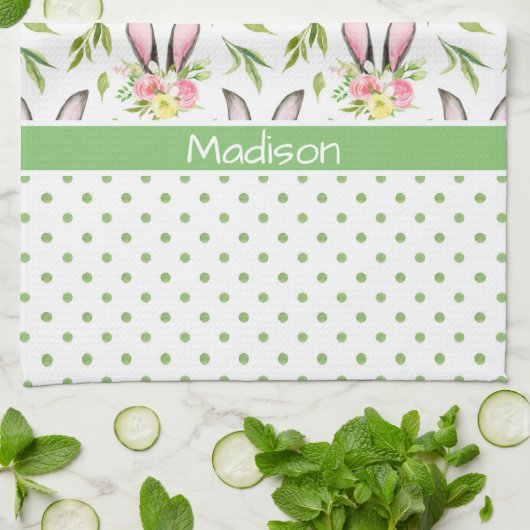 Bunny Ears & Eggs Geschirrtuch (Gefaltet)