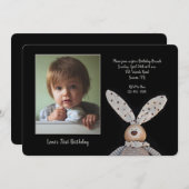 Bunny Ears Foto Geburtstagsparty Einladung (Vorne/Hinten)