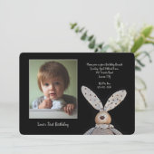 Bunny Ears Foto Geburtstagsparty Einladung (Stehend Vorderseite)