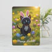Bunny Ears & Purrs: Felinis Osterspiel Feiertagskarte (Stehend Vorderseite)