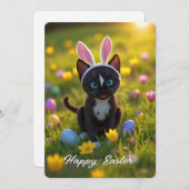 Bunny Ears & Purrs: Felinis Osterspiel Feiertagskarte (Vorne/Hinten)