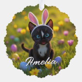 Bunny Ears & Purrs: Felinis Osterspiel Ornament Karte (Rückseite)