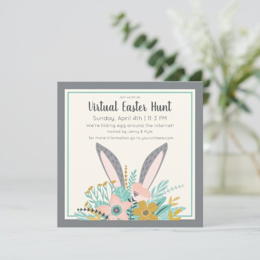 Bunny Ears Virtual Oaster Einladung (Stehend Vorderseite)