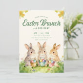  Bunny Easter Brunch Egg Hunt Pastel Watercolor Einladung (Stehend Vorderseite)