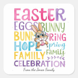 Bunny Easter Card , Personalized Easter funnyBunny Quadratischer Aufkleber