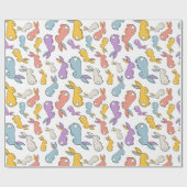 Bunny Easter Pastel Hand-drawn Wrapping Paper Geschenkpapier (Flach)