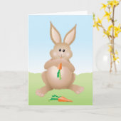 Bunny Eating Carrot Adorable Rabbit Karte (Gelbe Blume)