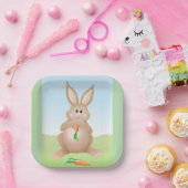 Bunny Eating Carrot Adorable Rabbit Pappteller (Party)
