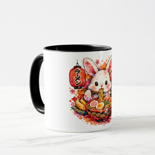 Bunny Eating Ramen Tasse (Vorderseite Links)