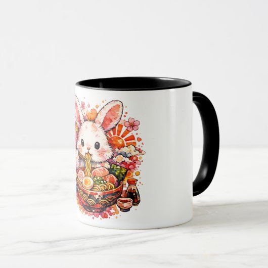 Bunny Eating Ramen Tasse (VorderseiteRechts)