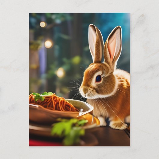 Bunny Eats Spaghetti Postkarte (Vorderseite)