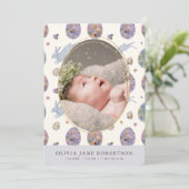 Bunny & Egg Girl Foto Geburtsankündigung Einladung (Stehend Vorderseite)