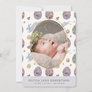 Bunny & Egg Girl Foto Geburtsankündigung Einladung