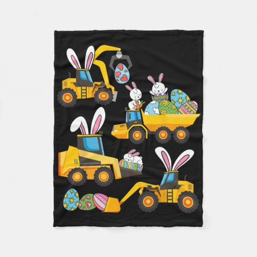 Bunny Eggs Construction Exavator Ostertagen Boys Fleecedecke (Vorderseite)