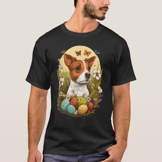 Bunny Eggs Dog on Easter Jack Russell Terrier T-Shirt (Vorderseite)