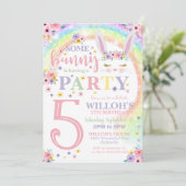 Bunny Einladung Rainbow Bunny laden Sie ein (Stehend Vorderseite)