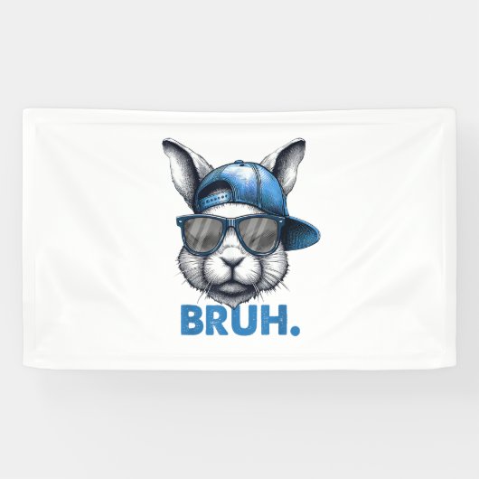 Bunny Face Bruh Meme Funny Sprichwort Bro Gruß Eas Banner (Horizontal)