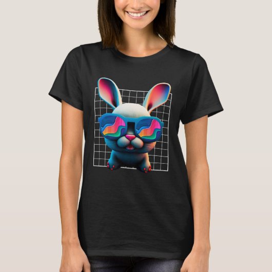 Bunny face Cool Easter Bunny with Glasses Easter 1 T-Shirt (Vorderseite)