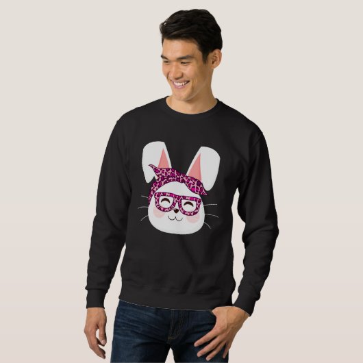 Bunny face Cool Easter Bunny with Glasses Easter Sweatshirt (Vorne ganz)