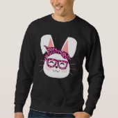 Bunny face Cool Easter Bunny with Glasses Easter Sweatshirt (Vorderseite)